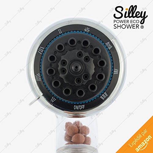 [Neue 2017] silley® Power Eco Shower Original & # x2605; Duschkopf mit Kügelchen für Erfassen die Elektronen – 7 Strahlarten: Standard/Turbo/SPA/Soft/Normal/Massage/Spray + Stop – Funktion Handbrause Universal-Qualität Einfache Installation – Duschkopf Economy – Box ideal Geschenk - 2