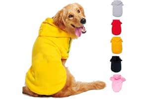 Ducomi Felpa Cane Cappuccio 100% Cotone - Maglia Cani Taglia Piccola - Vestiti per Cani di Tutte Le Razze e Taglie - Morbido e Delicato Pullover Tinta Unita da XS a 9XL (Yellow, L)