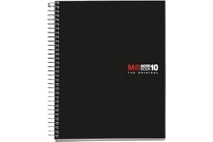 Miquelrius - Notizbuch A5, 200 Blatt, 10 Farben, Raster 5 mm, Polypropylen-Einband, schwarz