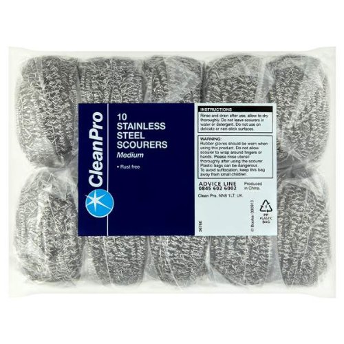 Preisvergleich Produktbild Clean Pro Medium Stainless Steel Scourer - 10 pack