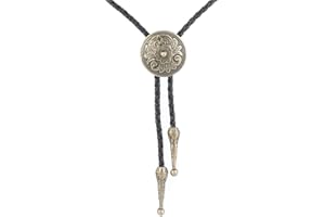 GelConnie Native American Bolo Tie Rodeo Cowboy Leather Necktie Western Necklace Costume Accessories for Men, Women, Leather,