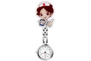 Silverora 1-5PCS Cartoon Krankenschwesteruhr Fob-Uhr Quarzuhr Nurse Watch Schwesteruhr Clip-on Taschenuhren für Arzt Medizinische Uhr Sanitäter Geschenk
