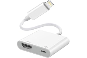 HIGHSPIRIT [MFi Certified] Lightning to HDMI Digital AV Adapter for iPhone，1080P Digital Sync Screen Converter Charging Port for iPhone/iPad 1080P HDMI Converter for HD TV/Projector/Monitor,Support All iOS-White