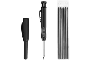 PMTFUMY 3-Piece Tracer Pencil Set - Carpenter & Builder Pencils with Built-in Sharpener, for Architects, Designers & Woodworkers