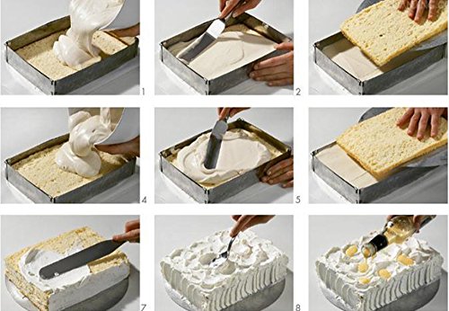 ufengke® Edelstahl Mousse Ring Quadrat Einstellbare Kuchen Ring Backform Kuchenform - 3