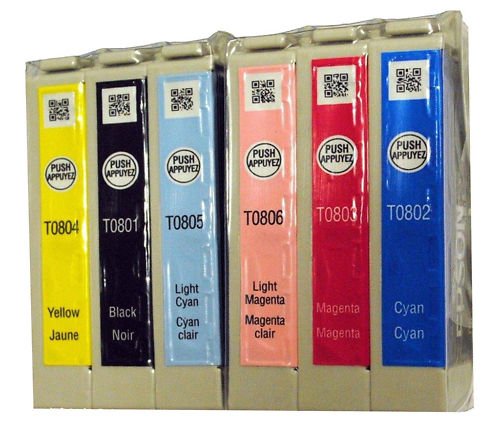 Original Tinte Epson T0807 C13T08074010 – 6x Premium Drucker-Patrone – Schwarz, Cyan, Magenta, Gelb, Light Cyan, Light Magenta – 220 Seiten – 7,4 ml - 2