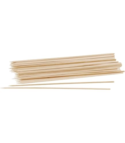 Lot 100 Bâtonnets Carrés Bois 400x4x4mm - Brochettes Barbecue Barbe à Papa Bricolage