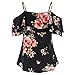 Produktbild Moonuy Frauen Kurzarm Tops 2018 Frühling Sommer Chiffon Large Size Spitze Blumendruck Schulterfrei Bluse Retro Freizeit Sweatshirt Hemd Für Mädchen (EU 36/Asien M, B)