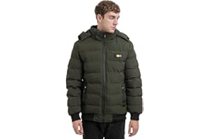 TONY BACKER Giacca da Uomo Pesante Piumino Cappuccio Rimovibile Giubbotto Caldo Casual Materiale Sintetico Antivento