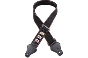 BYOU Correa para Bajo,Correa para Guitarra Cuero de Algodón cm Correa de Hombro Ajustable con Bolsillo para Guitarra Eléctrica Cinturón acústica folk Guitarra eléctrica Guitarra Baja 95 cm a 158 cm