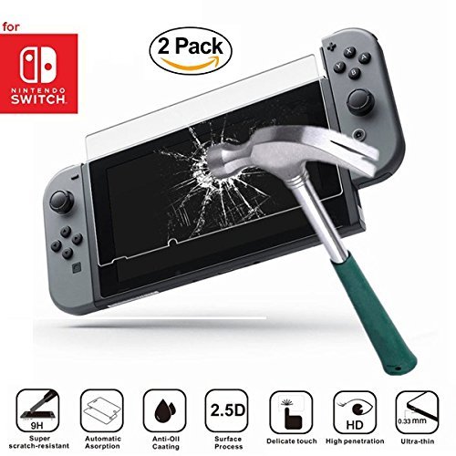 Preisvergleich Produktbild Nintendo Switch Schutzfolie Panzerglas / 2 Stück / 9H Displayschutzfolie / Entspiegelt / HD Vision / für Nintendo Switch Konsole