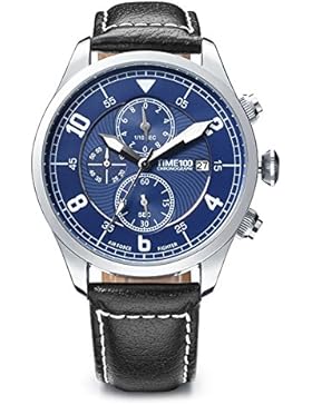 Time100 NEU Multifunktional echtes Lederband Moderne Herrenarmbanduhr Chronograph Quarzuhr mit Datum Blau #W80092G...