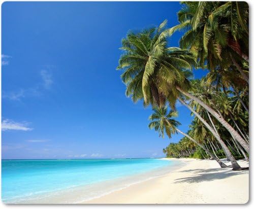 Mouse Pad with Image of Beach with Palm Trees