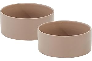 Havniva Ceramic Dog Bowls for Small and Medium Breed Dog Dish Pet Food and Water Bowl (Set of 2 Bowls - Brown Coffee, 15.5cm)