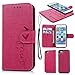 Price comparison product image iPhone 7 Case Leather Wallet Embossed Smile Love Design PU Leather Flip Case Detachable TPU Cover Magnetic Wallet with Card Slots & Wrist Strap Case for iPhone 7 4.7 inch - Hot Pink