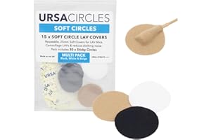 URSA STRAPS URSA – Cercles souples, protections réutilisables de micros cravate, pour protéger du vent et les camoufler, (15 cercles souples + 30 autocollants)