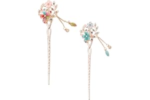 TOZBLEU 2pcs Palitos de Pelo Vintage,Palillos para el Cabello, Horquilla China Vintage,Horquilla Antigua,Palillo Metálico el Cabello para Cabello Decorativo Peinado Fijo para Mujeres niñas