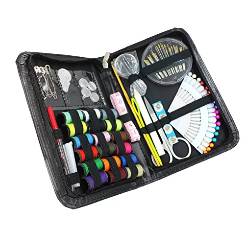 IZOKEE Nähset Nähzeug Nähfaden Nähgarn Nähnadeln Nähzubehör für Zuhause, Reise, Anfänger Nähset, mit Schwarzer Ledertasche - 6