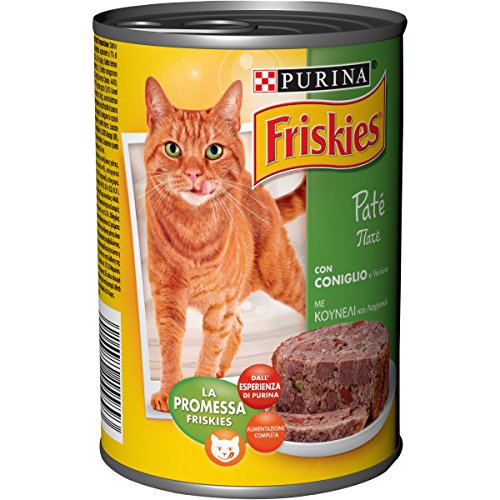Purina Friskies Umido Gatto Paté con Coniglio e Verdure, 24 Lattine da 400 g, Confezione da 24 x 400 g