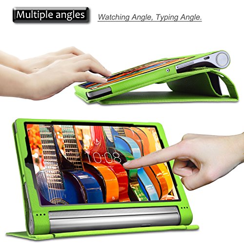 Lenovo Yoga Tab 3 Plus/ Lenovo Yoga Tablet 3 10 Pro Hülle Case, Infiland Slim Fit Folio PU-lederne dünne Kunstleder Schutzhülle Cover Tasche für Lenovo Yoga Tab 3 Plus 25,65cm (10,1 Zoll IPS) Convertible Media Tablet/Lenovo YOGA Tablet 3 10 Pro 25,6 cm (10,1 Zoll QHD IPS) Tablet (Not für Lenovo Yoga Tab 3 10) (Grün) - 4