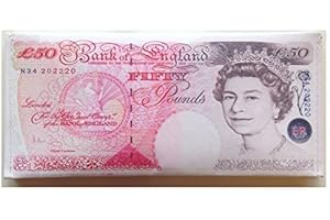 Rubber Johnnies TM Fake Bank Note Wallet, Pound 50 GBP, Hand Stitched, Adult, Note Pockets, Funny Gifts