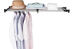 ARIIKON Erweiterbares Schrankspannregal Aufbewahrungsregal Kleiderschrank Organizer Regale Trennwand Ohne Bohren Einstellbar Länge 100cm bis 152,5cm für Küche, Bad, Schlafzimmer, Schwarz