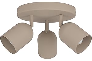 EGLO Deckenlampe 3-flammig Tilston, Deckenstrahler Wohnzimmer, Spot Deckenleuchte aus Stahl in Sandfarben, E14 Fassung