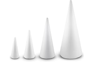 Netuno set 4 conos poliestireno blanco 15 cm 20 cm 28 cm 40 cm espuma manualidades decoración DIY Navidad árboles bricolaje