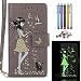 Produktbild Handyhülle Apple IPhone 5 / IPhone 5s / IPhone SE hülle, Yiizy Leuchtendes Katze Frau Tasche Leder Schutzhülle PU Ledertasche Bumper Schutz Flip Cover Case Magnet Beutel Klappe Silikon Gummi huelle Schale Stehen Kartenhalter Stil (Grau)