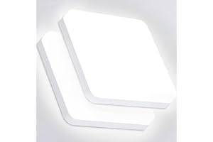Eyesgood Plafonnier LED 36W Lot de 2 Luminaire Plafonnier Étanche IP44 Blanc 6500K 3240LM Carré Lumières de Salle de Bain Lampe de Plafond pour Salle de Bain, Balcon, Couloir, Cuisine, Garage