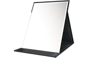 tekstap Foldable Mirror 21X15cm Makeup Mirror with Leather Cover Foldable Mirror Compact Vanity Mirror for Travel/Dressing Table