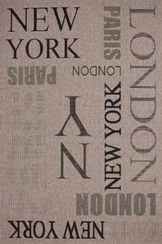Lalee 347180479 Teppich / Sisal Optik / Flach / Küche / Muster : Metropole / Silber / Grösse : 80 x 150 cm