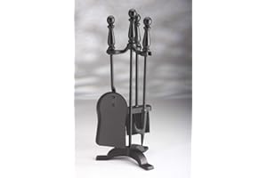 REDUCED TO CLEAR. LESS THAN HALF PRICE! Inglenook 4 Piece Black Fire Companion Set Fireplace Fireside Tools Hearth Shovel Poker Stand Brush