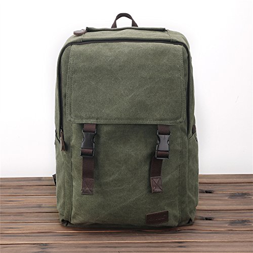 Rucksack m  nner Canvas Rucksack Vintage Wasserabweisend notebook rucksack Retro Backpack mit viel Stauraum 15 6 Zoll Laptop Tasche Armeegr  n RAVUO