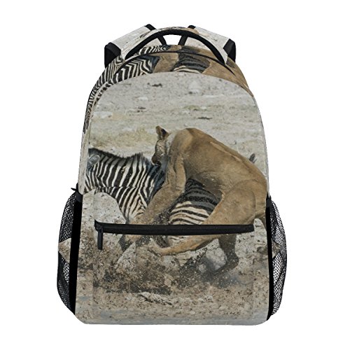 JSTEL Lioness Zebra School Backpacks for Girls Kids Elementary School Shoulder Bag Bookbag