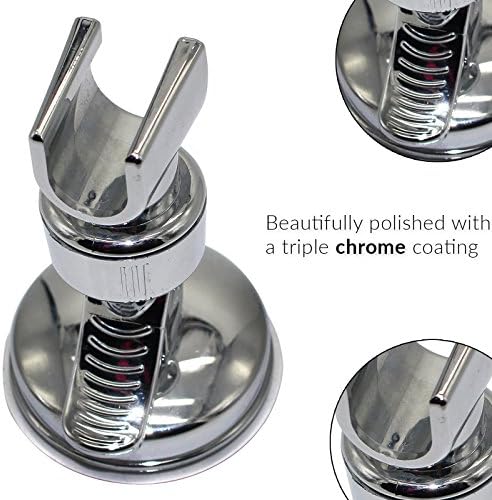 Gadget Zone UK Shower Head Holder Chrome Bathroom Wall Mounted Adjustable Suction Mount Bracket