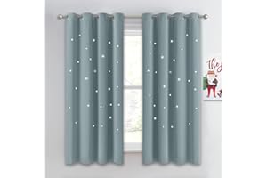 NICETOWN Star Room Blackout Curtains for Bedroom Eyelet Thermal Insulated Cut Out Star Curtains for Living Room Nursery Thanksgiving 1 Panel Stormy Sea 52x63 Inch