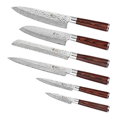 Wakoli Damastmesser (Brotmesser) japanischer Damaststahl VG-10, mit Holzverpackung, Wakoli Deluxe Serie - 7