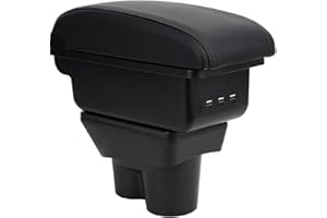 OYHCM Auto Armlehne für Opel Corsa E 2014-2018 Doppelter Stauraum Mittelkonsole Armlehnen mit Getränkehalter Einfache Montage Schwarzes Leder