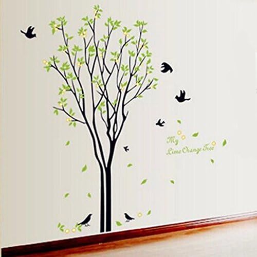 MCHSHOP(TM) Arved you home in the memory of a cyan green tree with flying birds DIY Removable Art Vinyl Quote Wall Sticker Decal Mural Home Room (Special design make you Hone come warm and happy place)