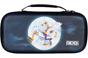Konix One Piece Housse de Protection et Transport Console Nintendo Switch 2 - Rangement Accessoires - 8 Compartiments Jeux - Motif Luffy Gear 5 - Bleu
