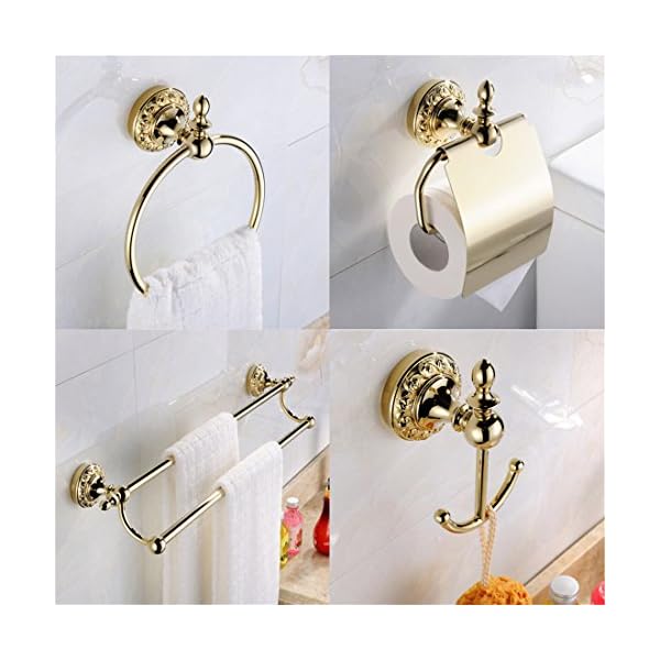 BigBig Home Handtuchhalter Gold aus Messing, Handtuchring Modern mit