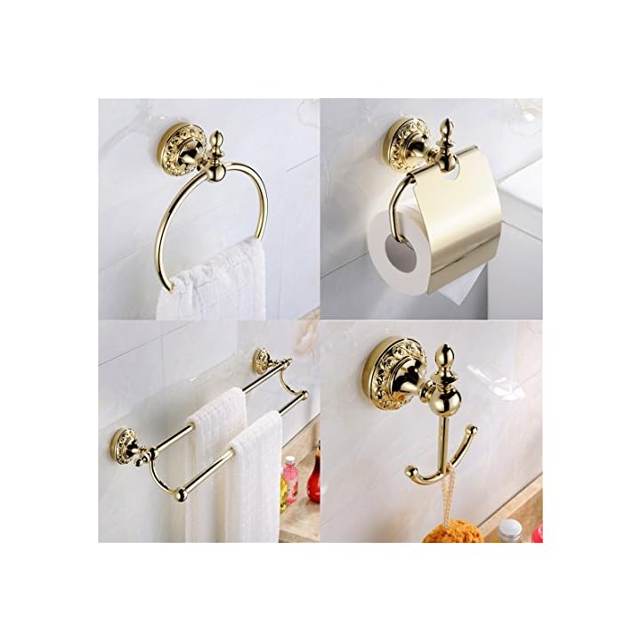 BigBig Home Handtuchhalter Gold aus Messing, Handtuchring Modern mit