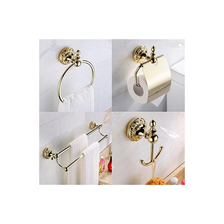 BigBig Home Handtuchhalter Gold aus Messing, Handtuchring Modern mit