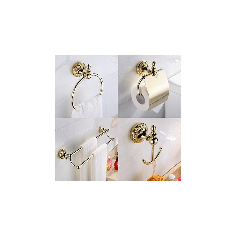 BigBig Home Handtuchhalter Gold aus Messing, Handtuchring Modern mit