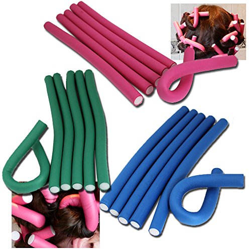 Jazooli 10pc Bendy Flexible Foam Hair Rollers Curlers Waves Soft Tool Salon Hairdressing - Small