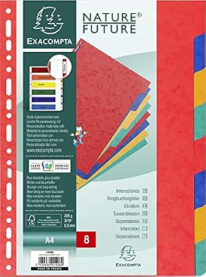 Exacompta Nature Future Jeu d'intercalaires 8 positions A4 225 g Assortis