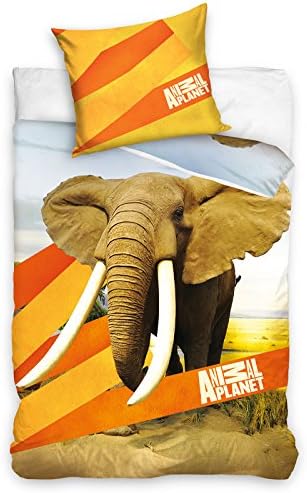 Children's Bed Linen Bedding Set 2-Part Set 160 x 200 cm Duvet Cover Wild Animal Elephant