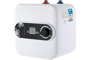 XIGNER Mini scaldabagno istantaneo da 8 l, 1500 W, 220 V, display digitale a LED, da incasso, montaggio a parete, per cucina, bagno, lavabo, lavabo