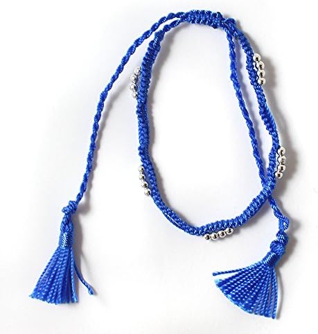 Gift Card Blue Cord and Chrome Beads with Yellow Flash Ladies Ankle Bracelet Anklet perfect for Beach Summer Festival Season Boho AN20